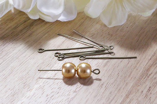 Antique bronze head pins, 30mm, pack of 50