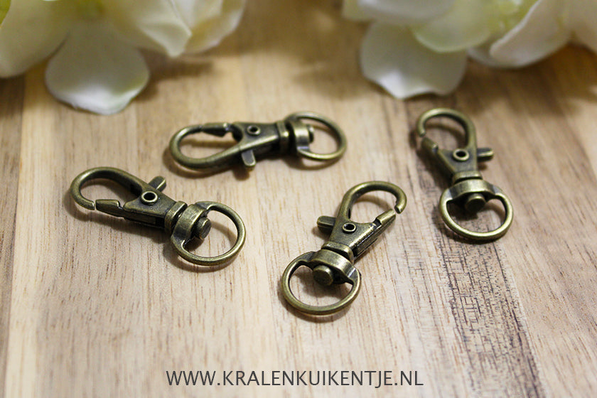 Sleutelhangers karabijn antiek-bronskleur, per stuk