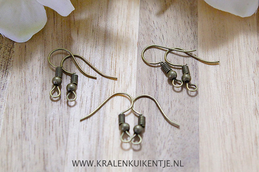Oorhaakjes Zwanenhals antiek-bronskleur, 10 stuks
