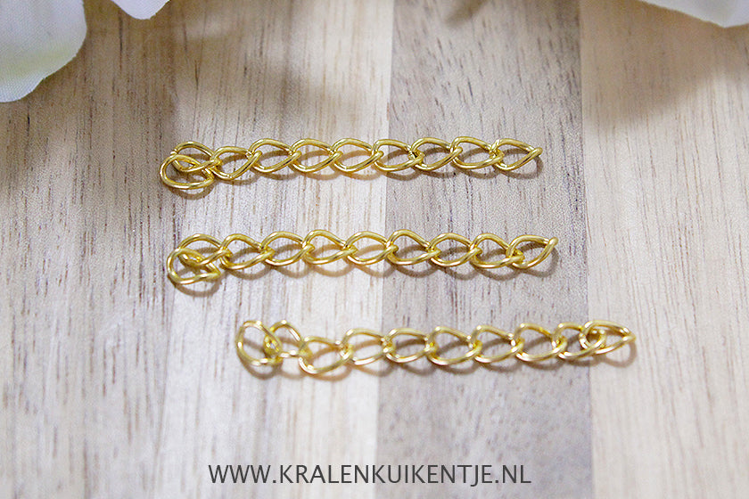 Verlengkettingen goudkleur, 10 stuks