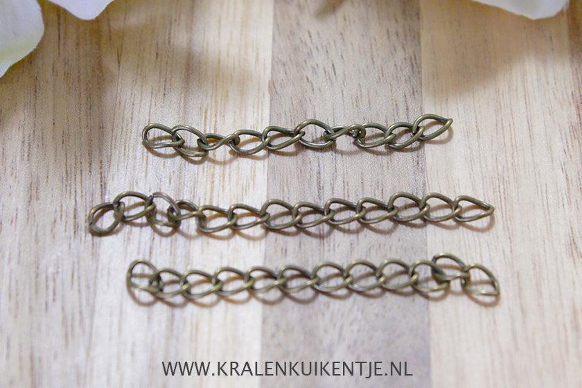 Verlengkettingen antiek-bronskleur, 10 stuks
