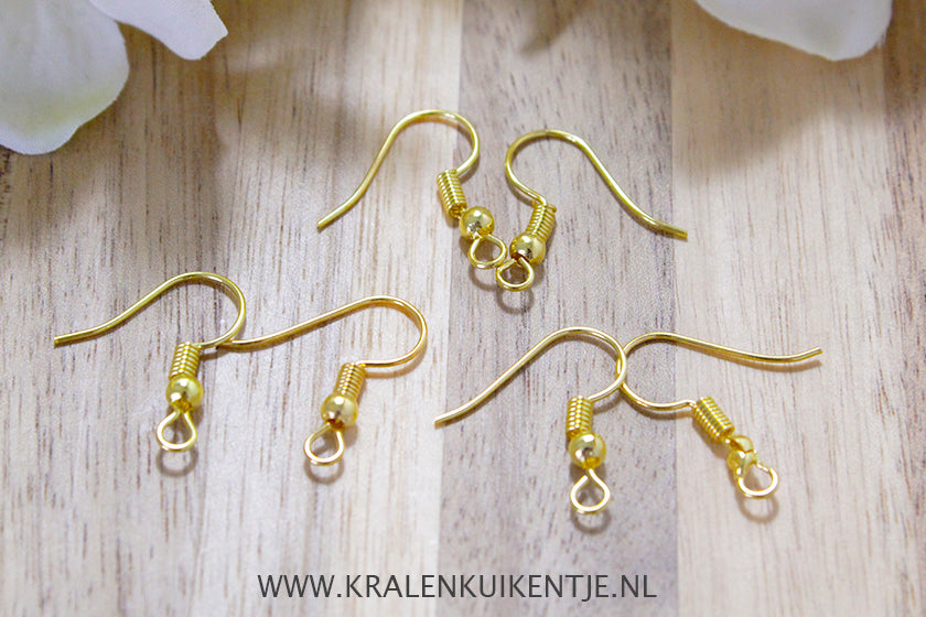 Oorhaakjes Zwanenhals goudkleur, 10 stuks
