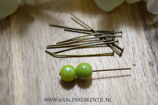 Head pins antique bronze color 35mm, 50 pieces