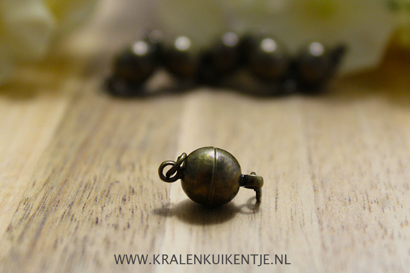 Magneet Sluitingen antiek-bronskleur 14mm, per set
