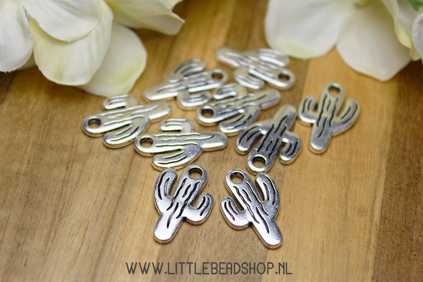 Silver-colored Cactus Charms, per piece