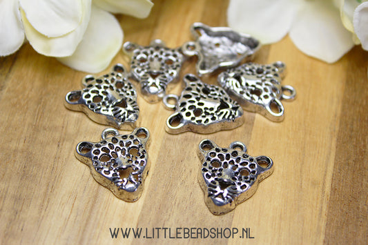 Charms Panther Head silver color, per piece