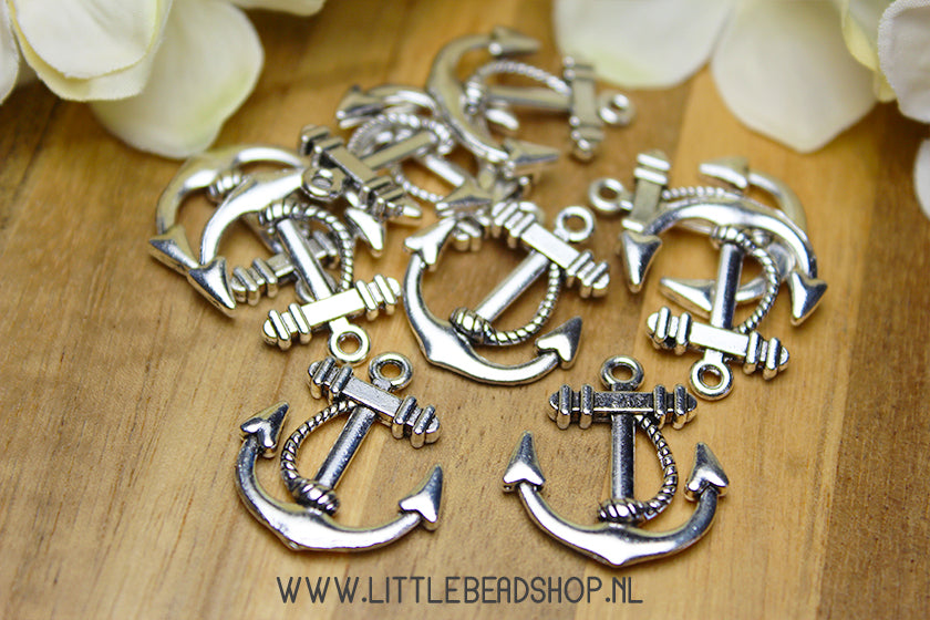 Large silver-colored Anchor Charms, per piece