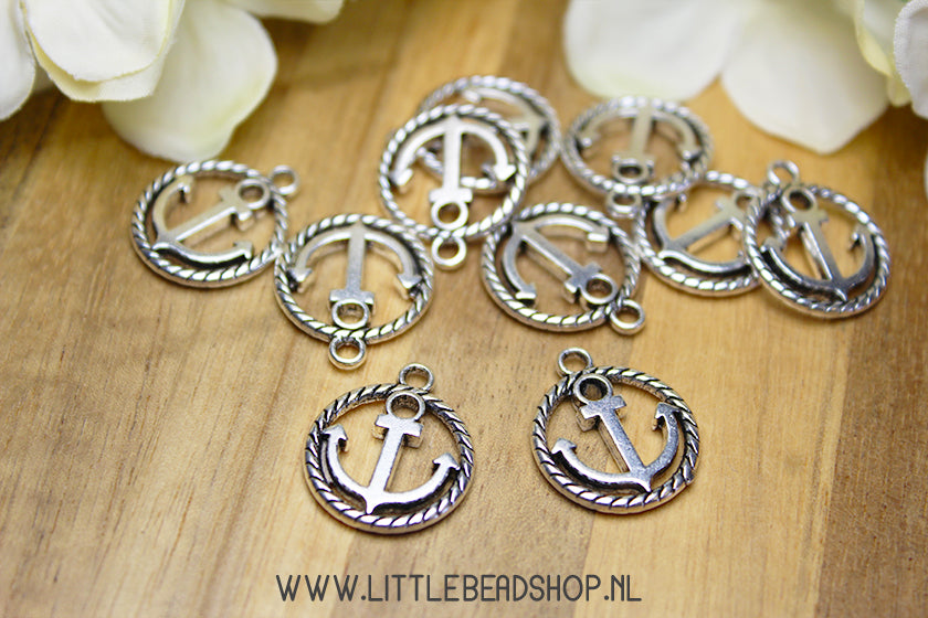 Charms Anchor in Ring silver color, per piece