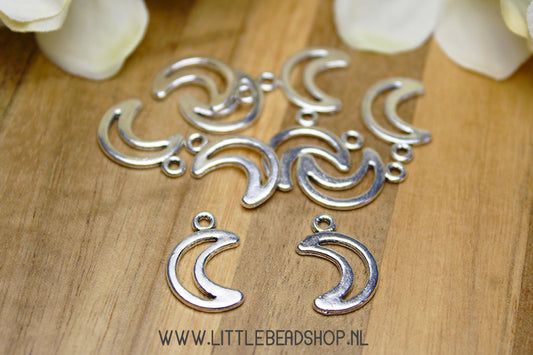 Bedels Maan Silhouette zilverkleur, per stuk