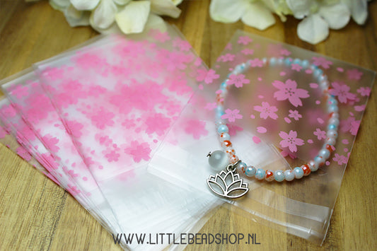 Gift Bags Cellophane Small Pink Blossom Flowers