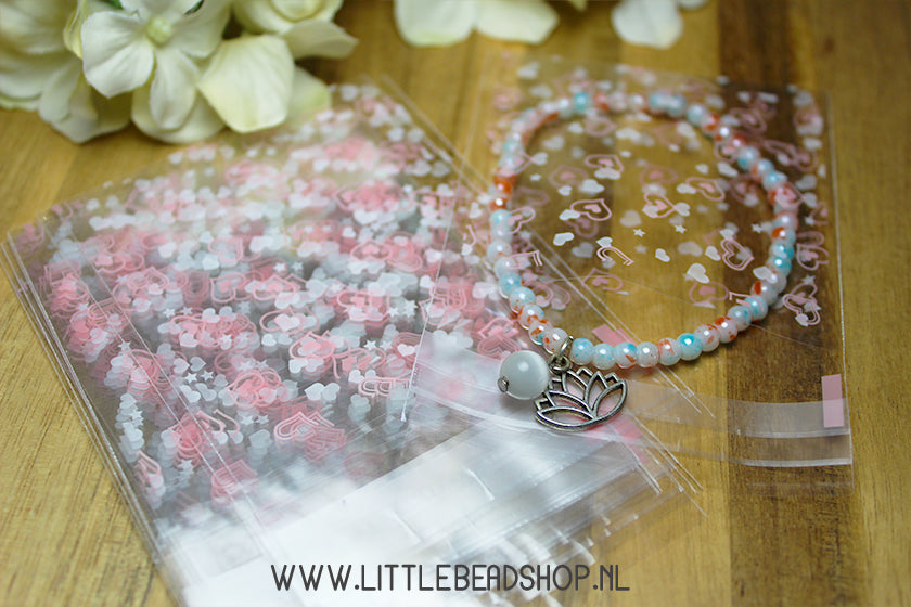 Cadeauzakjes Cellofaan Klein Roze Hartjes