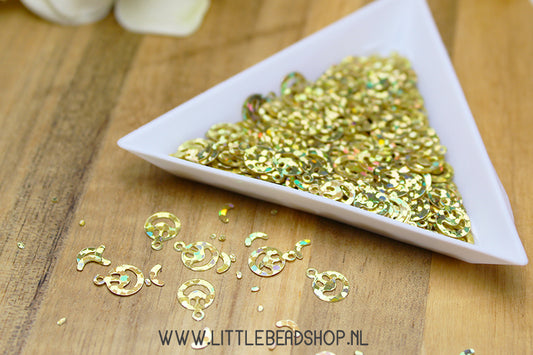Confetti Smiley Gold 8x6mm, 10 grams