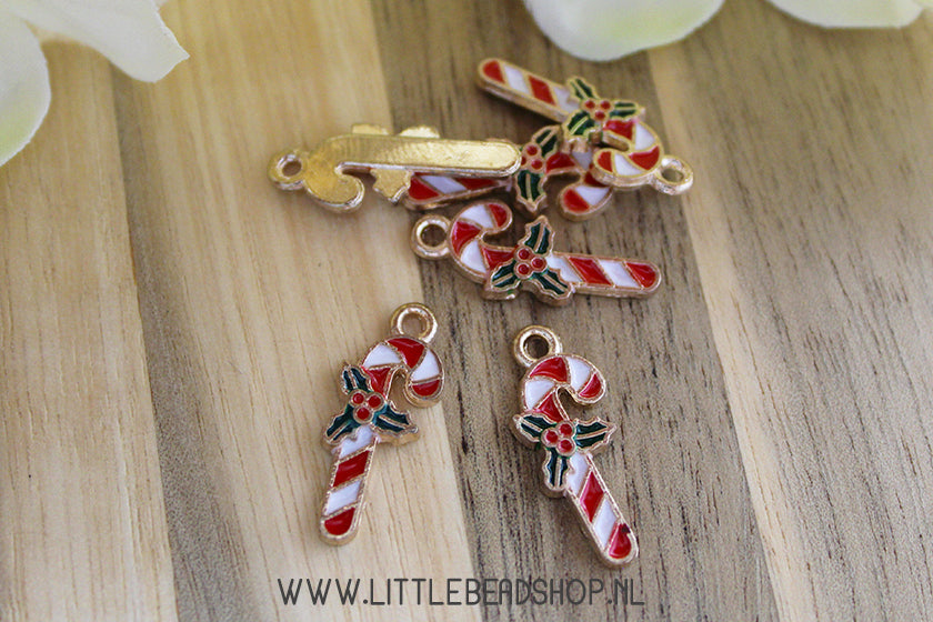 Emaille Bedels candy cane, per stuk