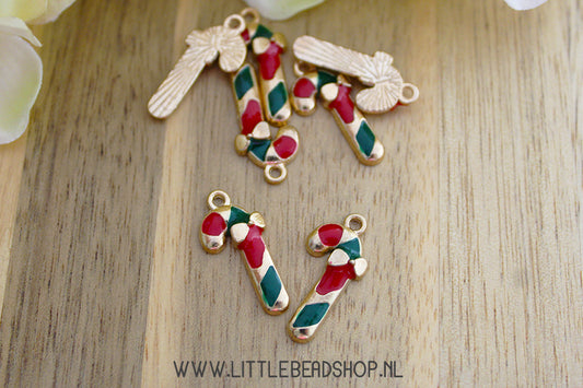 Emaille Bedels candy cane, per stuk