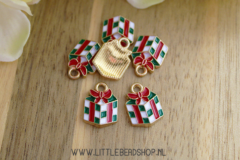 Emaille Bedels Cadeautje / Pakje, per stuk