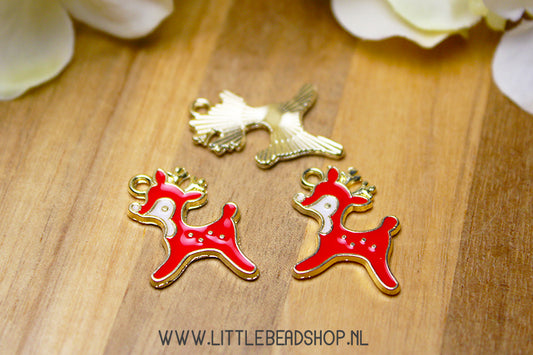 Emaille Bedels Rendier Rood, per stuk