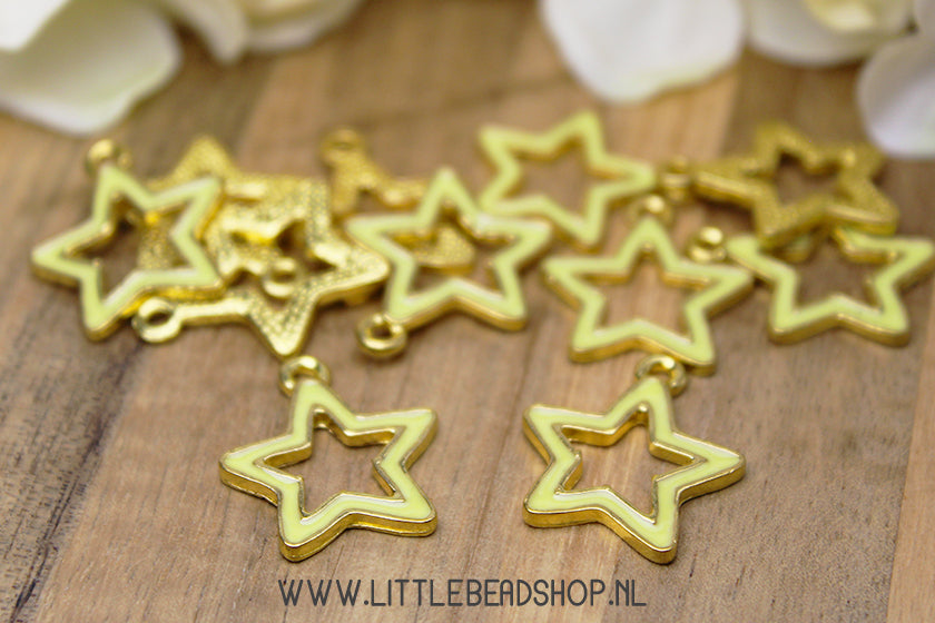 Emaille Bedels Ster Geel, per stuk