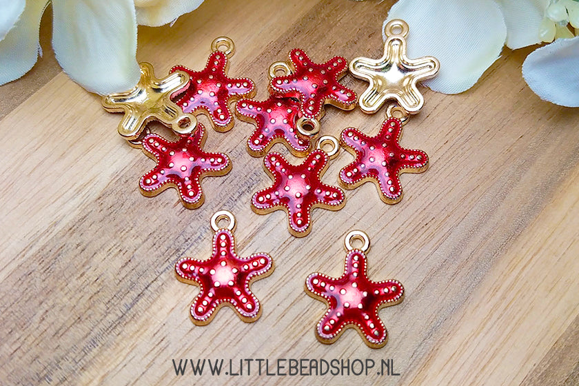 Emaille Bedels Zeester rood, per stuk