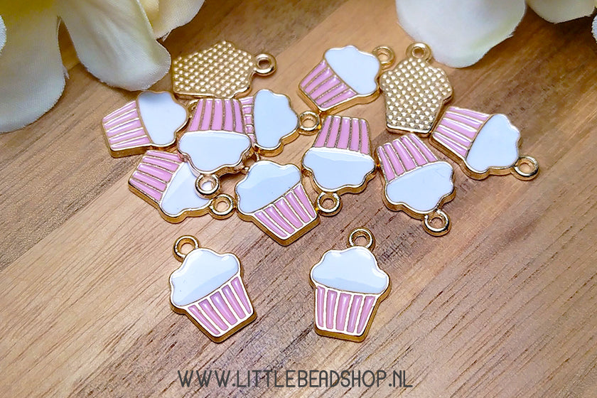 Emaille Bedels Cupcake, per stuk