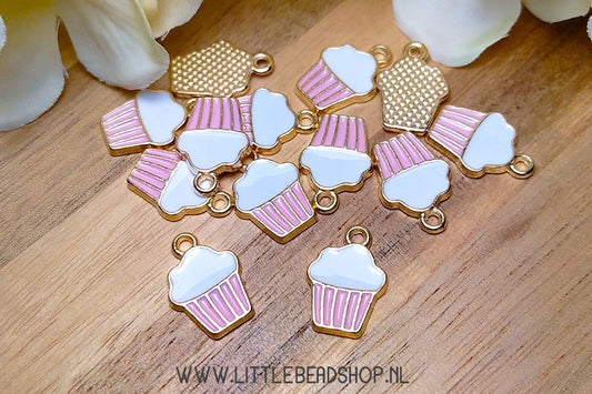 Enamel Charms Cupcake, per piece