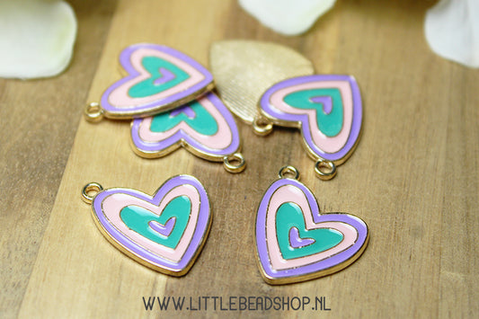 Enamel Charms Large Heart Pastel, per piece