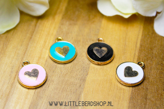 Enamel Charms Heart in circle, per piece