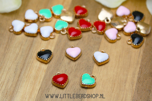 Enamel Charms Hearts, per piece