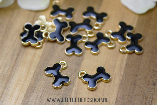 Enamel charms Dog bone, per piece