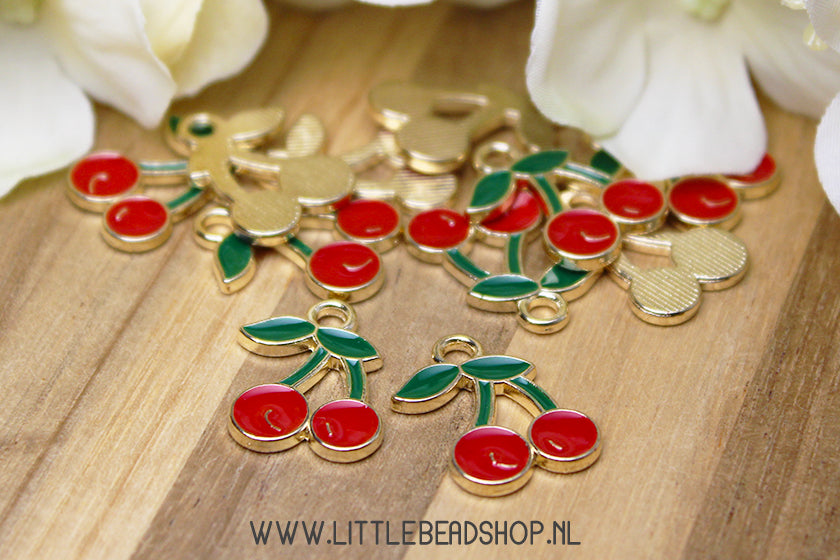 Enamel Charms Cherry, per piece