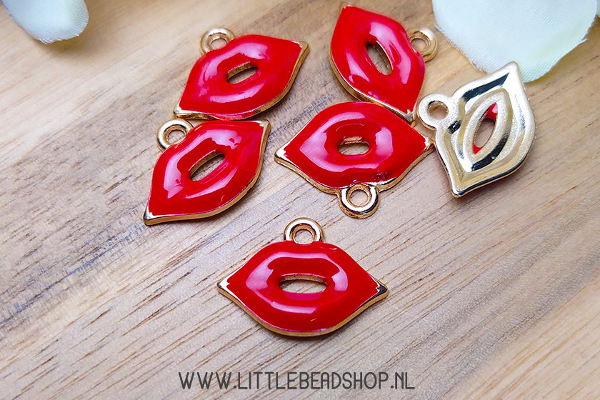 Emaille Bedels Lippen / Mondje, per stuk