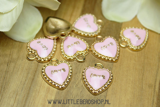 Enamel Charms Love Heart, per piece