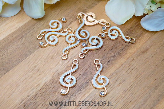Enamel Charms Music Note with Stone, per piece