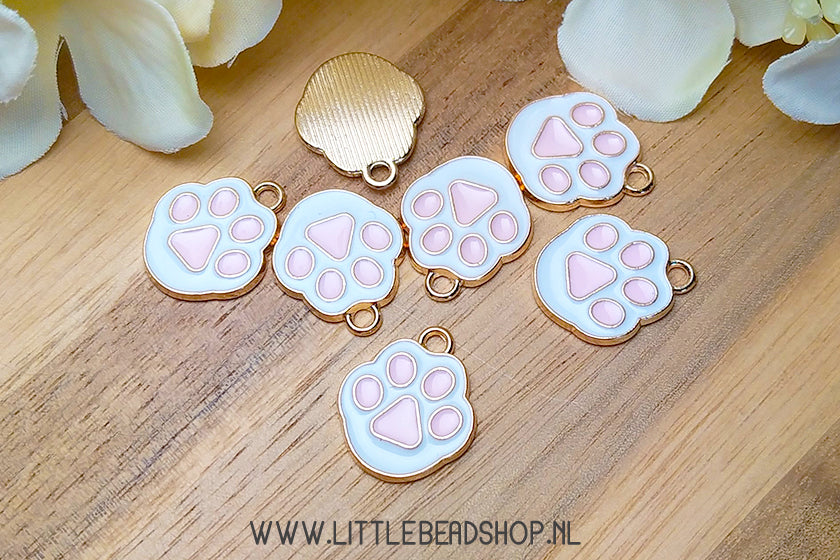 Enamel Charms Paw Cat, per piece