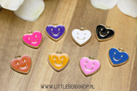 Enamel charms Smiley Heart, per piece