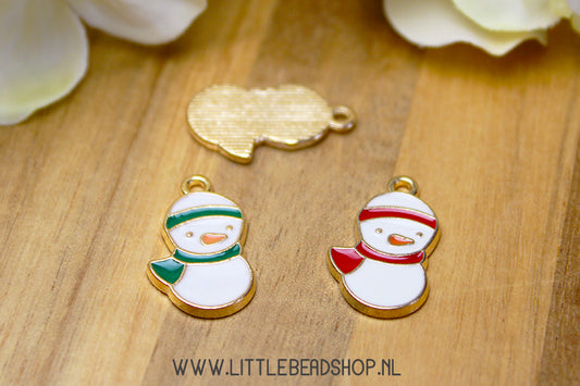 Emaille Bedels Sneeuwman, per stuk