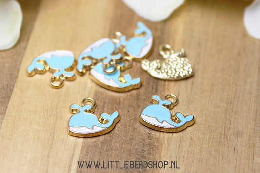 Enamel Charms Whale Blue, per piece