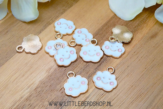 Enamel Charms Cloud with Smiley, per piece