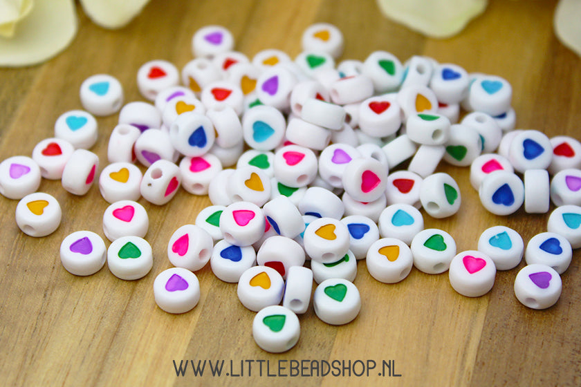 Hartjes Kralen Multi Colour Mix 7mm, 100 stuks