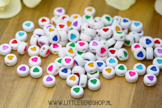Heart Beads Multi Colour Mix 7mm, 100 pieces