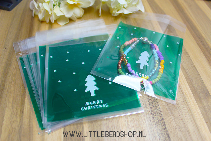Cadeauzakjes Cellofaan Merry Christmas, 10 stuks