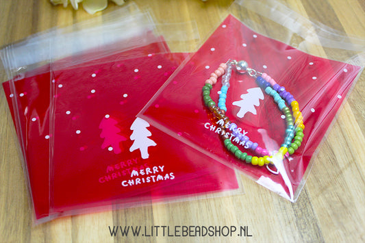 Cadeauzakjes Cellofaan Merry Christmas, 10 stuks