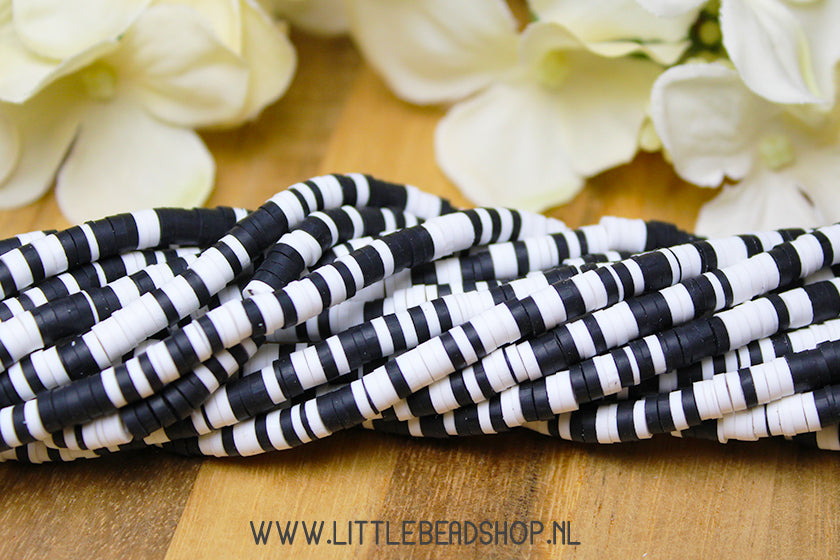 Katsuki Kralen Mix Black & White 4mm, per streng