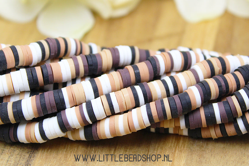 Katsuki Kralen Brown Mix 6mm, per streng