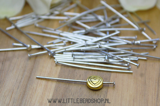 Head pins silver color 30mm, +/- 50 pieces