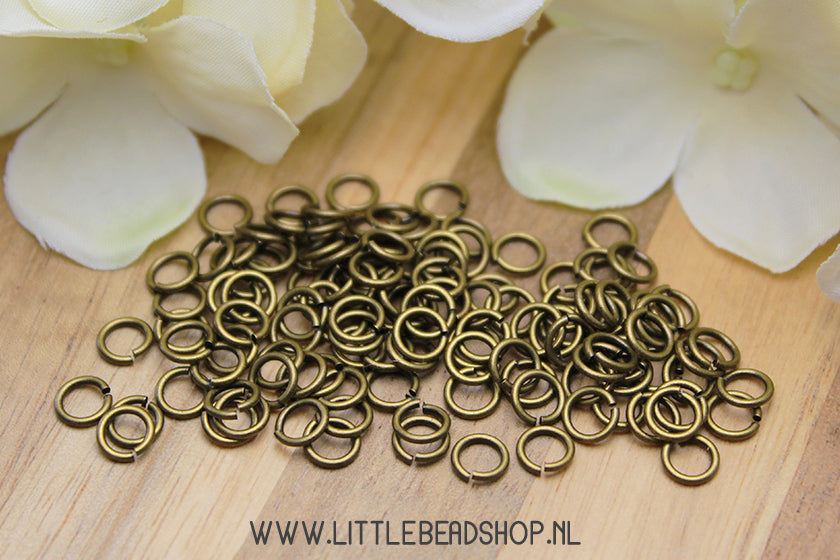 Buigringetjes antiek-bronskleur 5mm, 10 gram