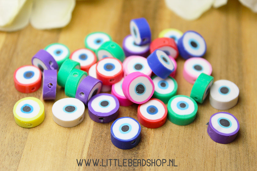 Polymeer Kralen Evil Eye, 30 stuks