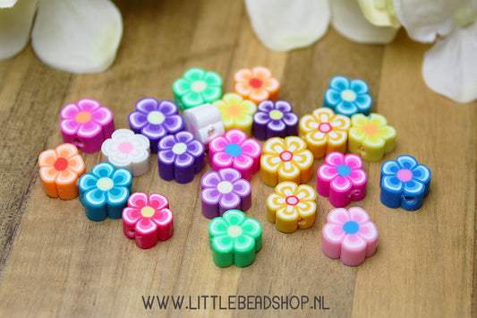 Polymer Beads Flowers, 30 pieces