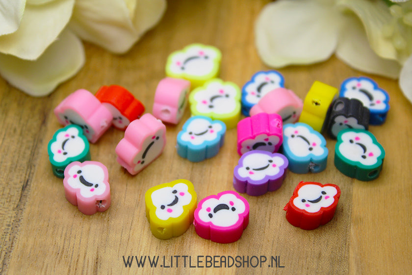 Polymeer Kralen Wolkjes mix, 30 stuks