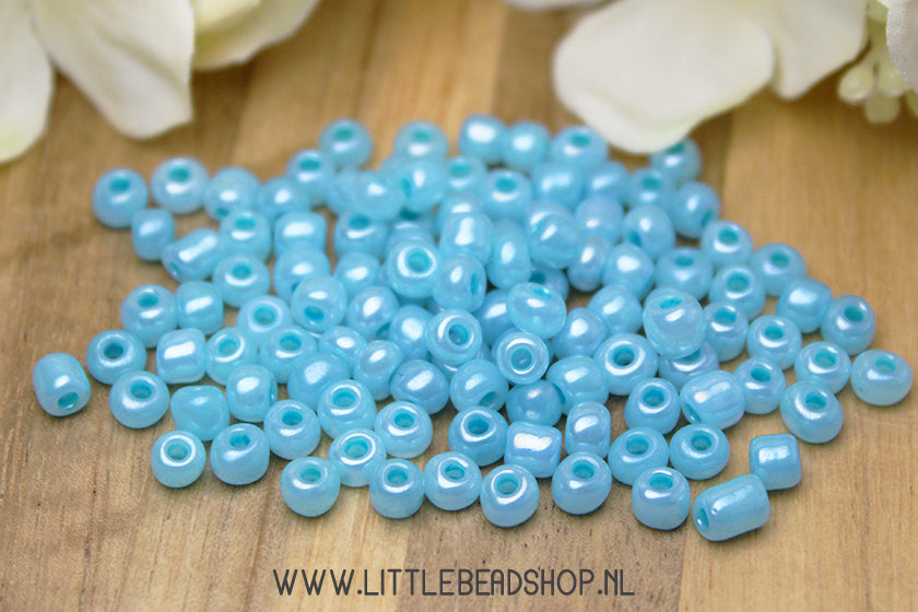 Rocailles Parel Licht Turquoise 4mm, 27 gram