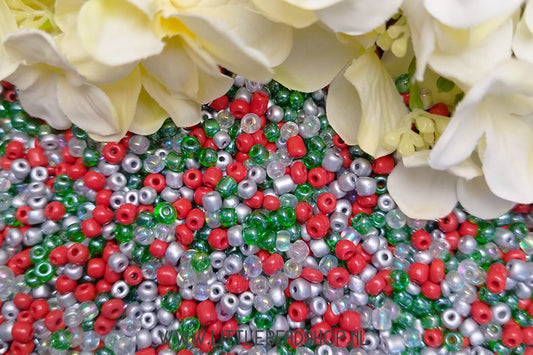 Rocailles Kralen Mix Silver Christmas 4mm, 27 gram